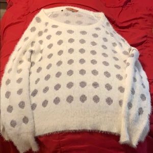 Metallic polka dot sweater